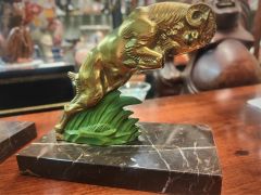 Pair of art deco gilt metal & marble book ends Thumbnail 3