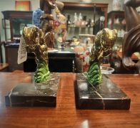 Pair of art deco gilt metal & marble book ends Thumbnail 4