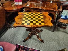Victorian burr-walnut games table Thumbnail 3