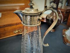 19th century silver plate & glass claret  jug Thumbnail 2