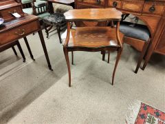 Late 19th century mahogany two tier table with inlay Thumbnail 2