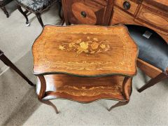 Late 19th century mahogany two tier table with inlay Thumbnail 3