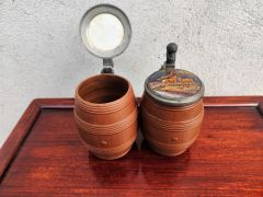 Pair of hand painted pottery tankards Thumbnail 4