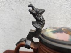 Pair of hand painted pottery tankards Thumbnail 6