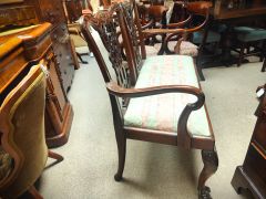 19th century mahogany Chippendale style chair back settee with upholstered seat Thumbnail 3