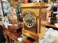 19th century brass clock Thumbnail 2