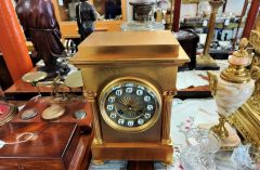 19th century brass clock Thumbnail 3