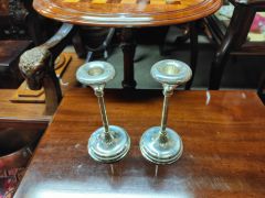 Pair of sterling silver candlesticks Thumbnail 4