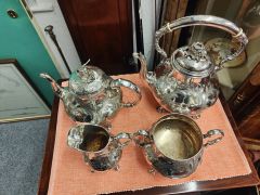 Victorian four piece plated silver tea set Thumbnail 2