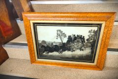 19th century maple framed painting on glass Thumbnail 2