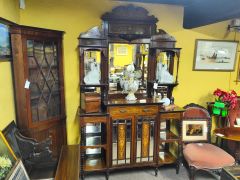 Victorian rosewood cabinet with inlay & mirrors Thumbnail 3