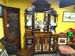 Victorian rosewood cabinet with inlay & mirrors Thumbnail 4
