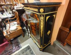 Victorian mahogany side cabinet with marble top gilt & inlay  Thumbnail 2