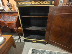 Victorian mahogany side cabinet with marble top gilt & inlay  Thumbnail 3