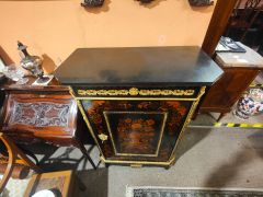 Victorian mahogany side cabinet with marble top gilt & inlay  Thumbnail 6