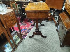 Victorian burr walnut sewing table Thumbnail 3