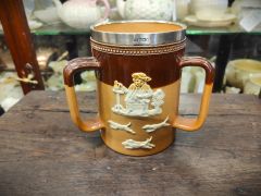 Doulton three handle jug with silver rim Thumbnail 1