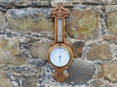 Edwardian carved oak barometer  Thumbnail 3