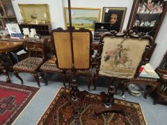 Pair of victorian rosewood pole screens  Thumbnail 4