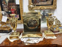 Three piece brass clock set Thumbnail 3