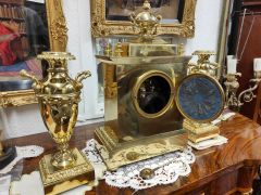 Three piece brass clock set Thumbnail 6