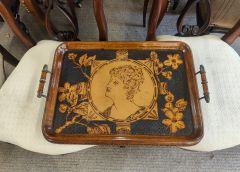 Wooden pokerwork tray Thumbnail 3