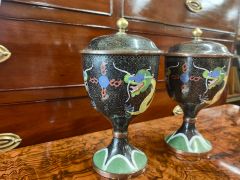 Pair of cloisonne vases & covers Thumbnail 2