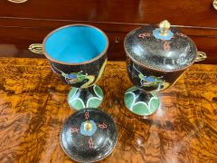 Pair of cloisonne vases & covers Thumbnail 3