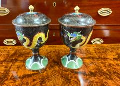 Pair of cloisonne vases & covers Thumbnail 3