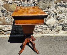Victorian walnut games / sewing table Thumbnail 3