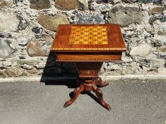 Victorian walnut games / sewing table Thumbnail 6