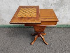 Victorian walnut games / sewing table Thumbnail 4