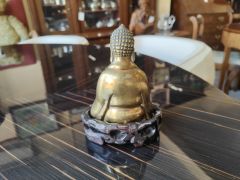 Chinese brass budda on stand Thumbnail 4