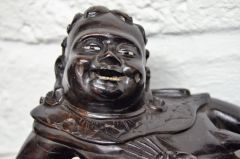Chinese  hardwood reclining figure on stand Thumbnail 2