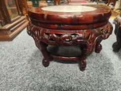 Pair of chinese hardwood & marble vase stands Thumbnail 3