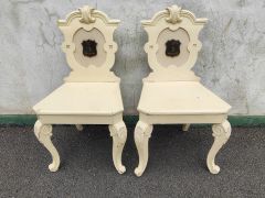 Pair of 19th century hall chairs Thumbnail 6