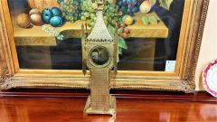 Victorian gothic style brass clock Thumbnail 3