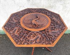 Indian carved peacock table Thumbnail 2