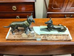 Art deco dog group on marble plinth Thumbnail 6