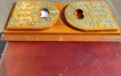 Oak & brass bound  extending book slide  Thumbnail 3