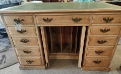 Leather top pine desk Thumbnail 2