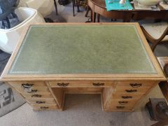 Leather top pine desk Thumbnail 3
