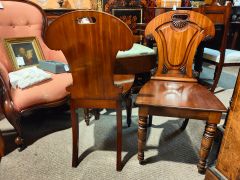 Pair of mahogany hall chairs Thumbnail 2