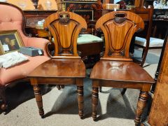 Pair of mahogany hall chairs Thumbnail 3