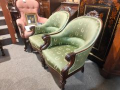 Pair of victorian mahogany armchairs Thumbnail 2
