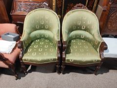 Pair of victorian mahogany armchairs Thumbnail 3