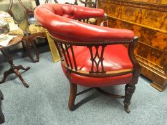 Victorian mahogany leather armchair Thumbnail 3
