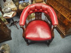 Victorian mahogany leather armchair Thumbnail 3