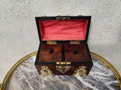 Victorian burr-walnut & brass bound tea caddy Thumbnail 3