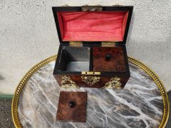 Victorian burr-walnut & brass bound tea caddy Thumbnail 4
